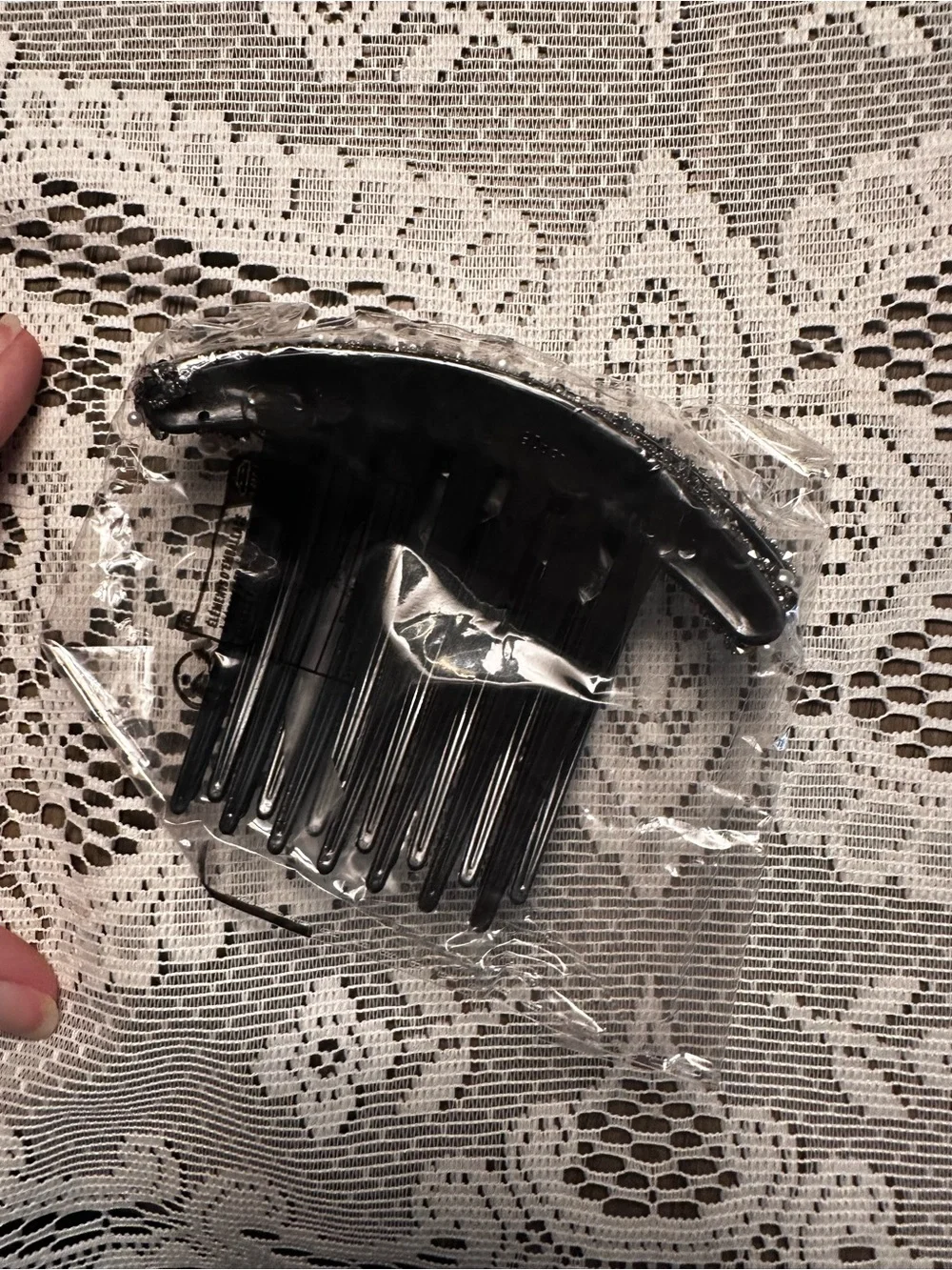 SHEIN Black Beaded Decorative Hair Comb